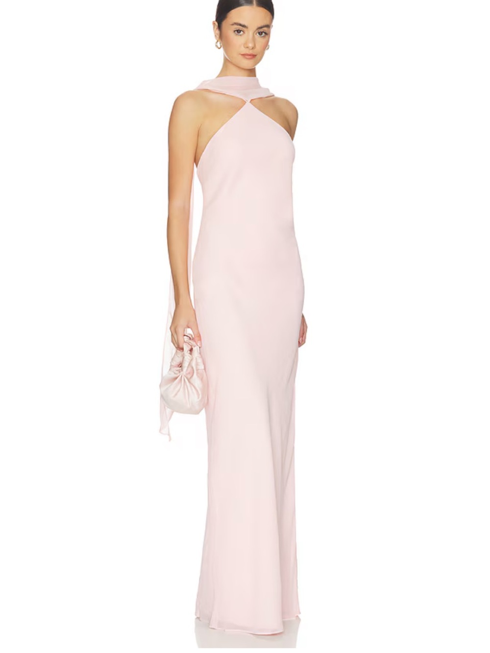 Amanda Uprichard Ashton Pale Pink Halter Maxi Dress